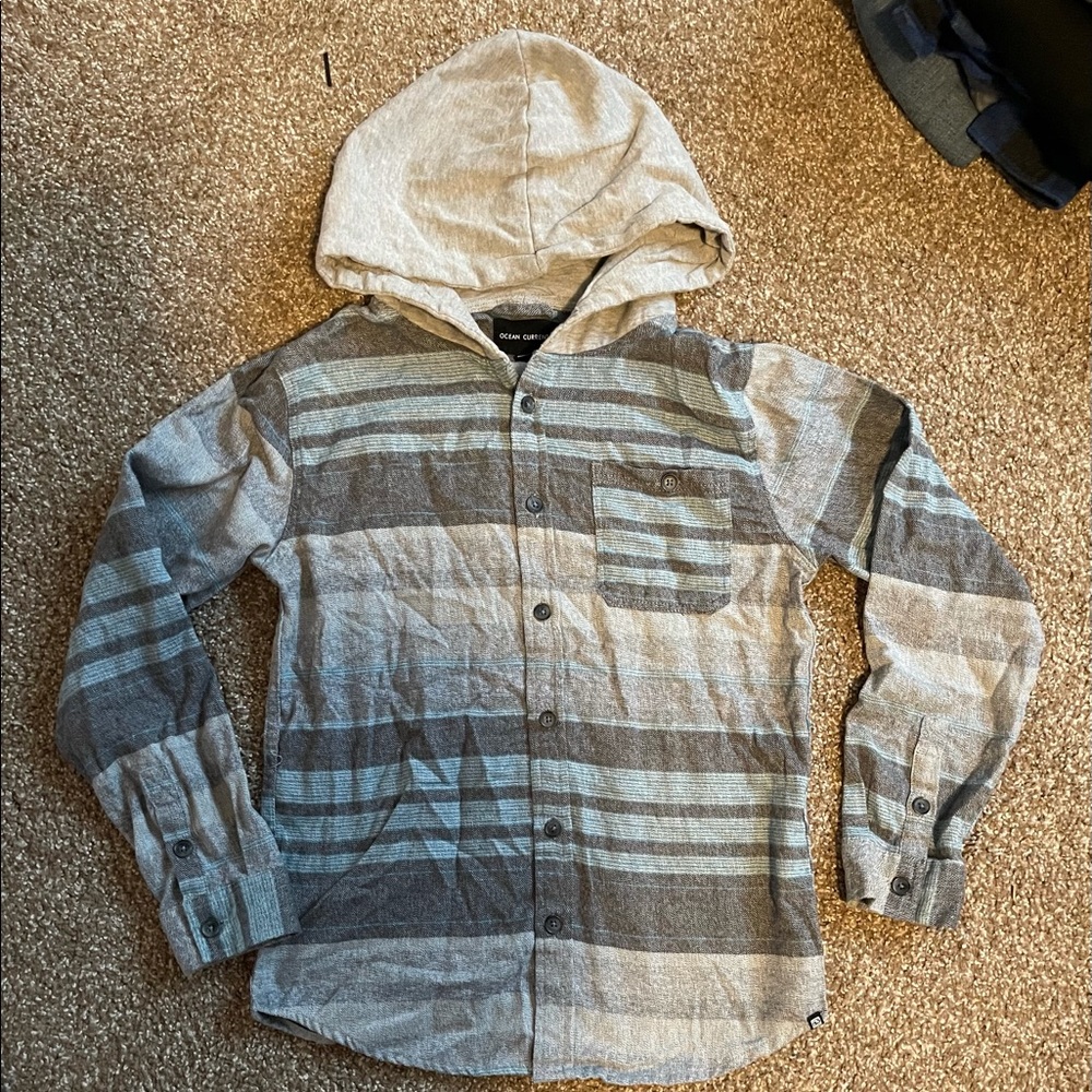 Boys flannel with attached hoodie